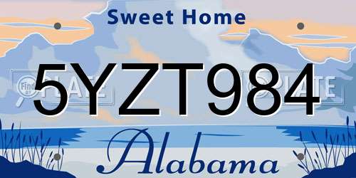 5YZT984 Alabama License Plate
