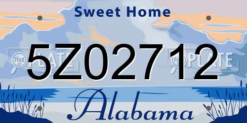 5Z02712 Alabama License Plate