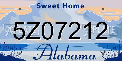 5Z07212 Alabama License Plate