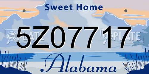 5Z07717 Alabama License Plate
