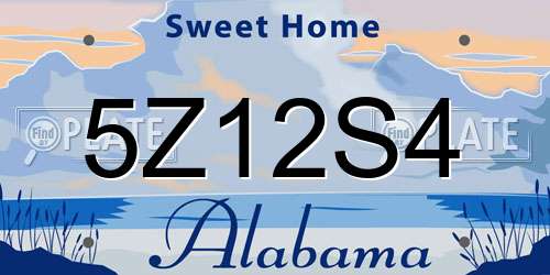 5Z12S4 Alabama License Plate