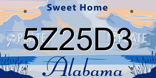 5Z25D3 Alabama License Plate