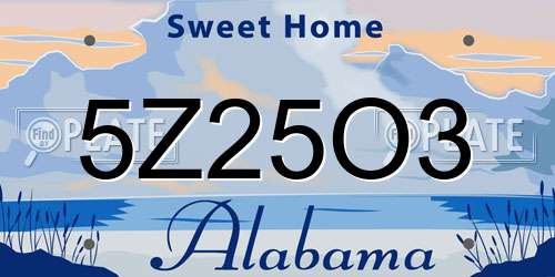 5Z25O3 Alabama License Plate