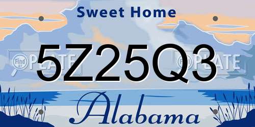 5Z25Q3 Alabama License Plate