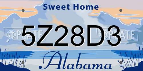 5Z28D3 Alabama License Plate