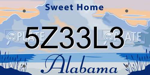 5Z33L3 Alabama License Plate