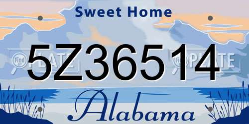 5Z36514 Alabama License Plate