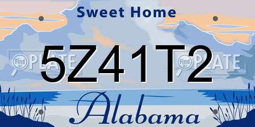5Z41T2 Alabama License Plate