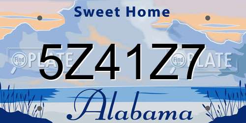 5Z41Z7 Alabama License Plate