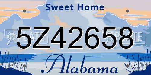 5Z42658 Alabama License Plate