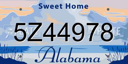 5Z44978 Alabama License Plate