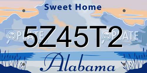 5Z45T2 Alabama License Plate