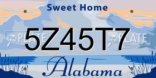 5Z45T7 Alabama License Plate