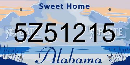 5Z51215 Alabama License Plate