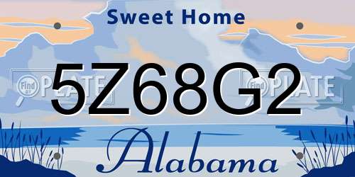 5Z68G2 Alabama License Plate