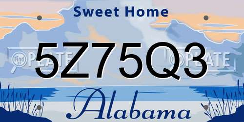 5Z75Q3 Alabama License Plate
