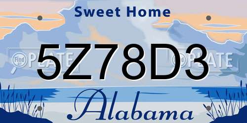 5Z78D3 Alabama License Plate