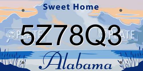 5Z78Q3 Alabama License Plate