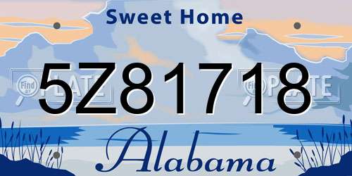 5Z81718 Alabama License Plate