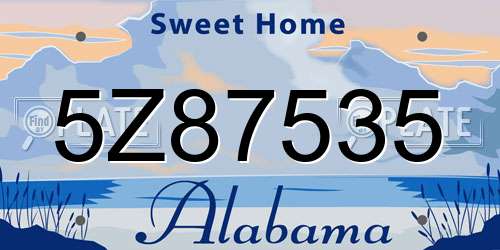 5Z87535 Alabama License Plate