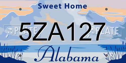 5ZA127 Alabama License Plate