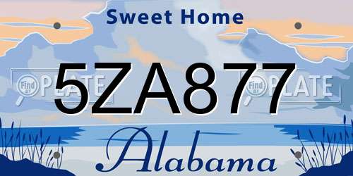 5ZA877 Alabama License Plate