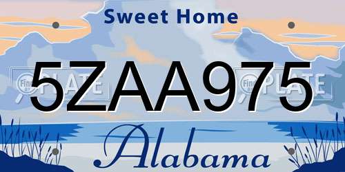 5ZAA975 Alabama License Plate