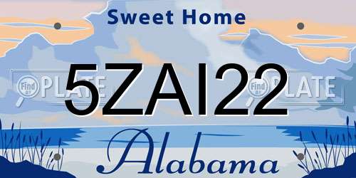 5ZAI22 Alabama License Plate