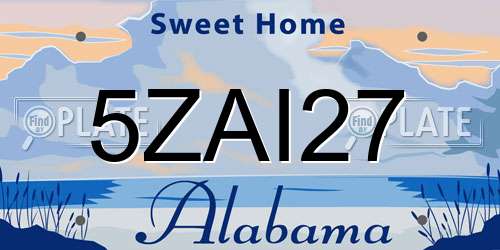 5ZAI27 Alabama License Plate