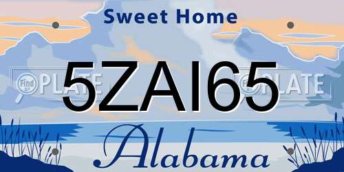 5ZAI65 Alabama License Plate