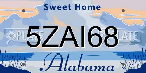 5ZAI68 Alabama License Plate