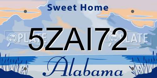 5ZAI72 Alabama License Plate