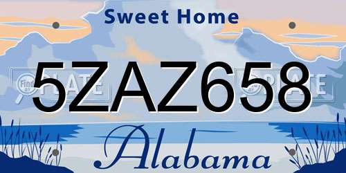 5ZAZ658 Alabama License Plate