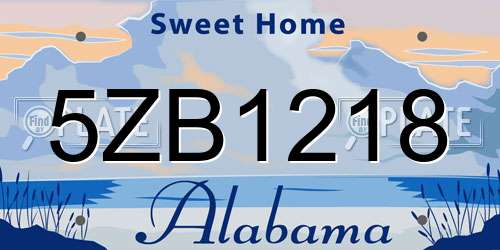 5ZB1218 Alabama License Plate