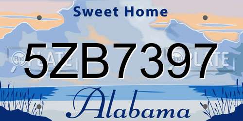 5ZB7397 Alabama License Plate