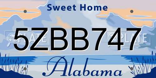 5ZBB747 Alabama License Plate