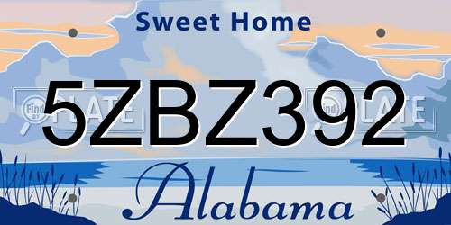 5ZBZ392 Alabama License Plate