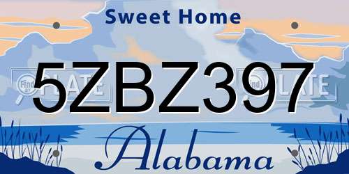 5ZBZ397 Alabama License Plate