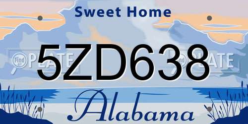 5ZD638 Alabama License Plate