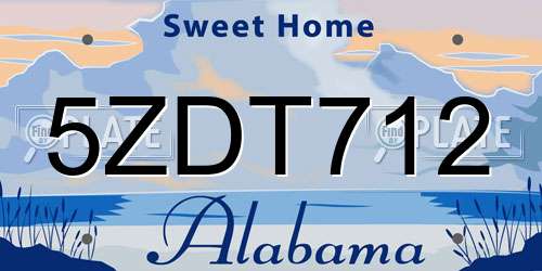 5ZDT712 Alabama License Plate