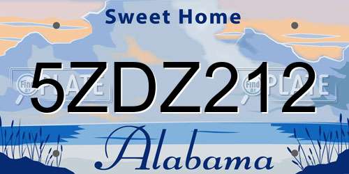 5ZDZ212 Alabama License Plate