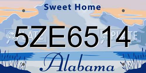 5ZE6514 Alabama License Plate
