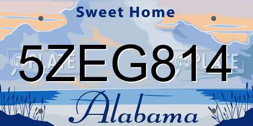 5ZEG814 Alabama License Plate