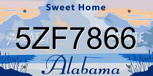 5ZF7866 Alabama License Plate