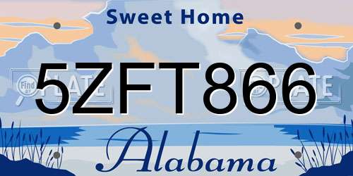 5ZFT866 Alabama License Plate