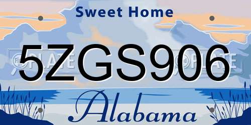 5ZGS906 Alabama License Plate