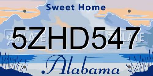 5ZHD547 Alabama License Plate