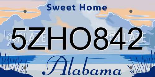 5ZHO842 Alabama License Plate