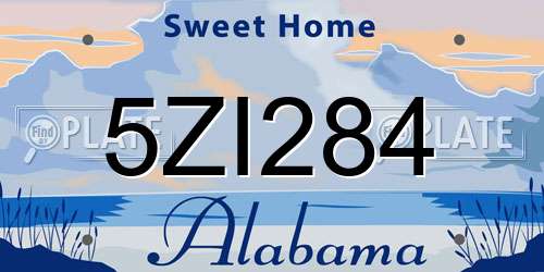 5ZI284 Alabama License Plate