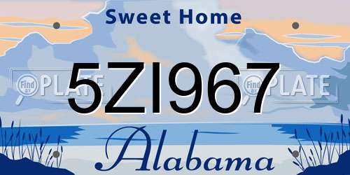 5ZI967 Alabama License Plate